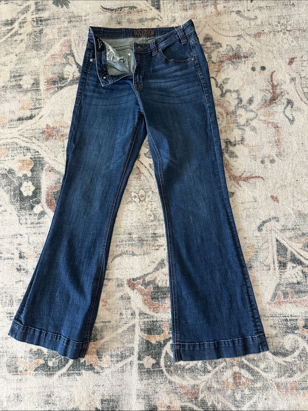 Rock & Roll Denim Dark Blue Flare Jeans - Women's